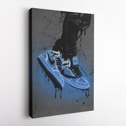 Air Jordan 1 Mid Blue Canvas | Neon Wall Art