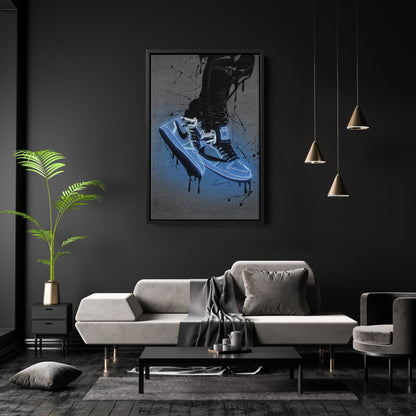 Air Jordan 1 Mid Blue Canvas | Neon Wall Art