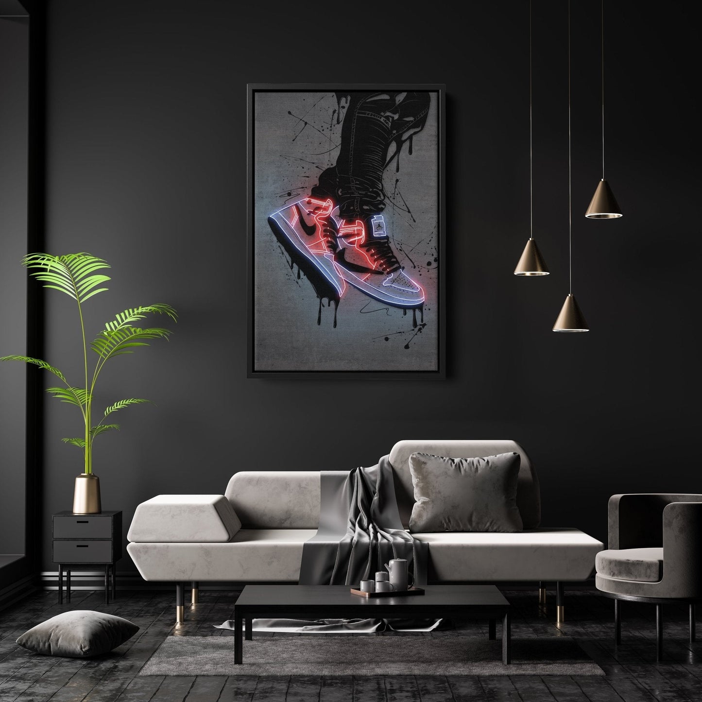Air Jordan 1 Mid Classic Canvas | Neon Wall Art