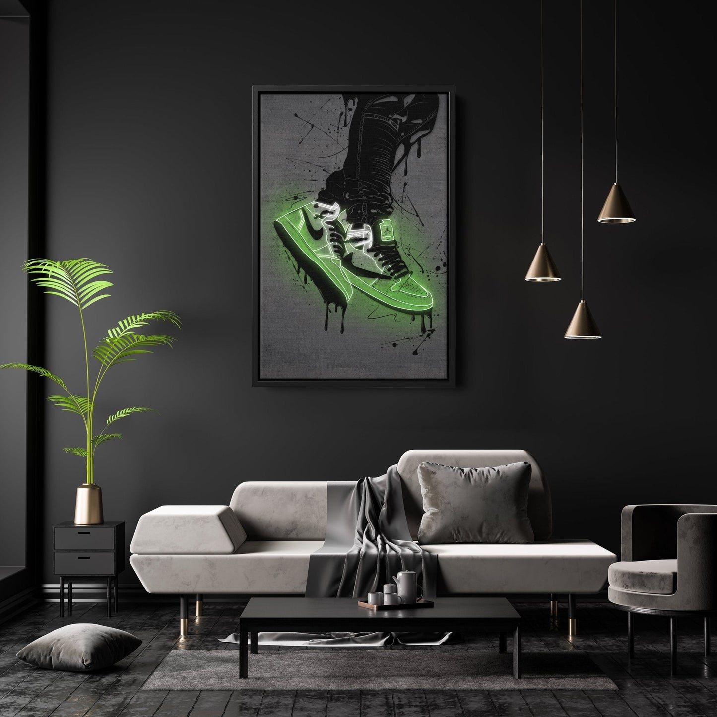 Air Jordan 1 Mid Green Canvas | Neon Wall Art