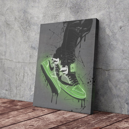 Air Jordan 1 Mid Green Canvas | Neon Wall Art