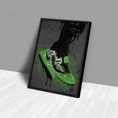 Air Jordan 1 Mid Green Canvas | Neon Wall Art