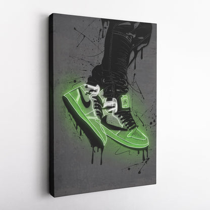 Air Jordan 1 Mid Green Canvas | Neon Wall Art