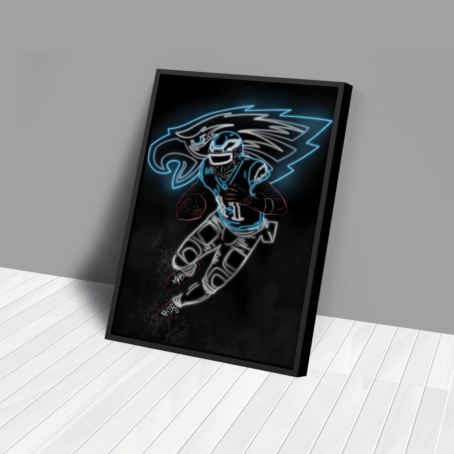A.J. Brown Neon Canvas Art | Eagles Wall Decor