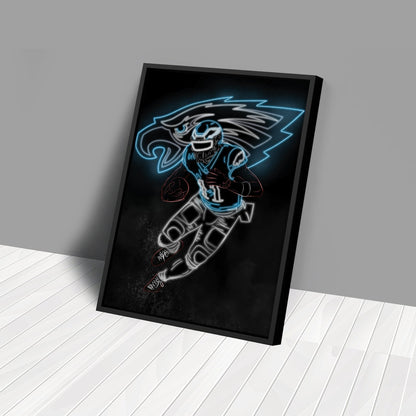 A.J. Brown Neon Canvas Art | Eagles Wall Decor