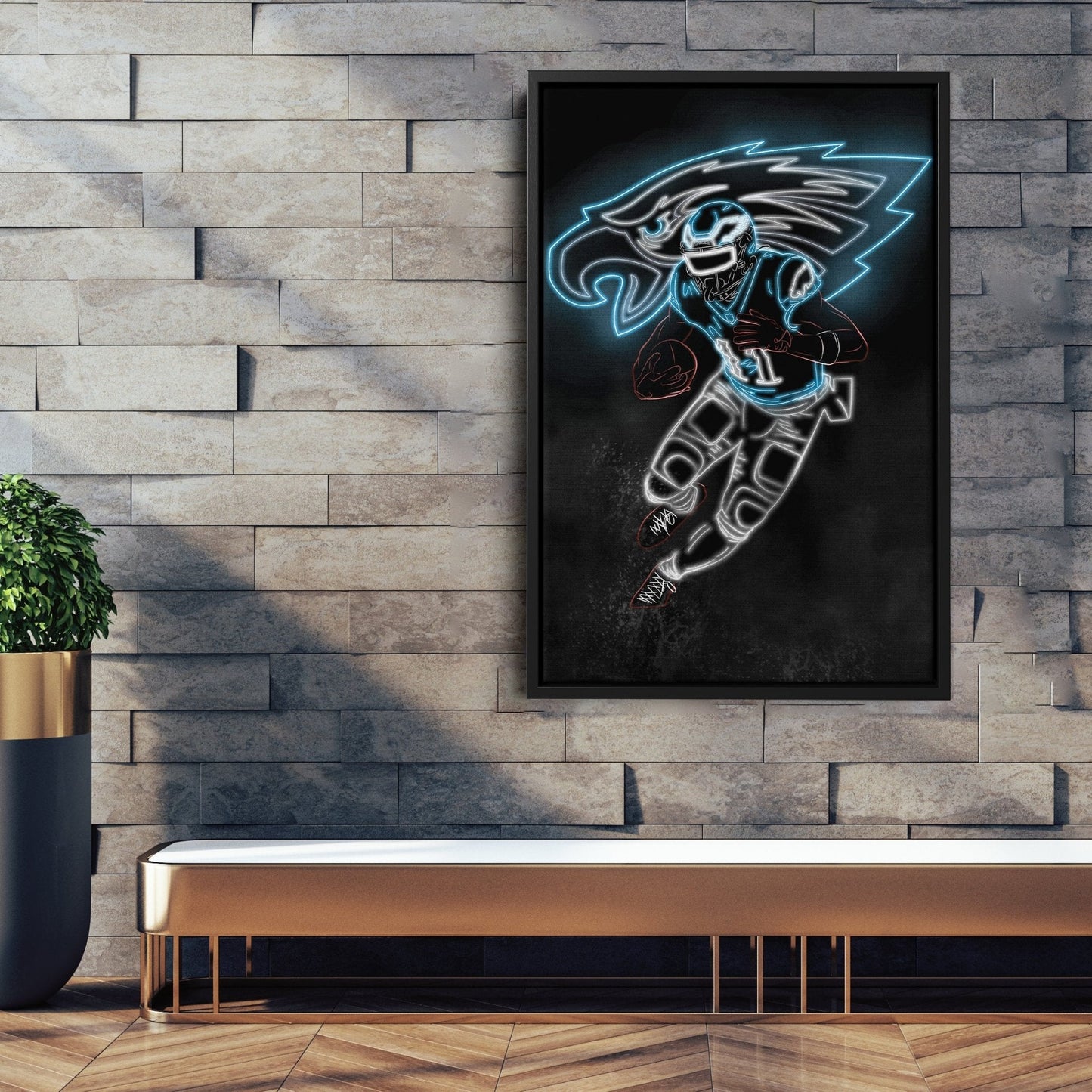 A.J. Brown Neon Canvas Art | Eagles Wall Decor