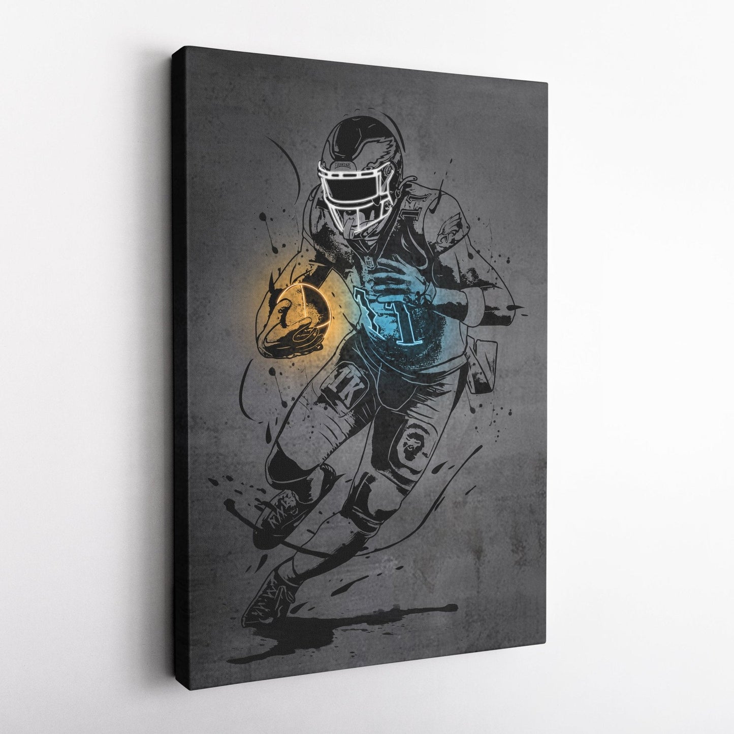 A.J. Brown Neon Canvas Art | Modern Wall Decor for Eagles Fans