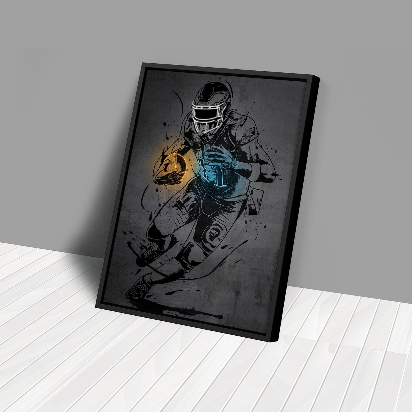 A.J. Brown Neon Canvas Art | Modern Wall Decor for Eagles Fans