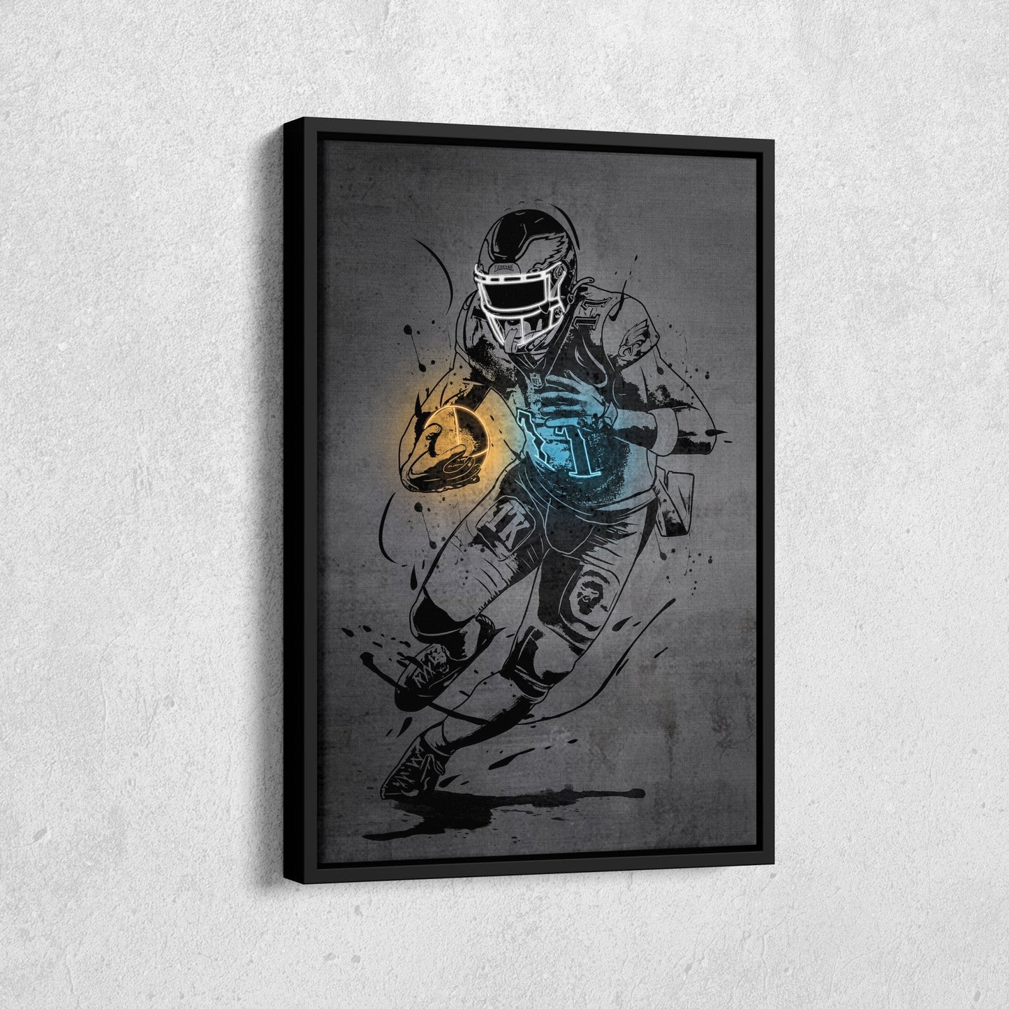 A.J. Brown Neon Canvas Art | Modern Wall Decor for Eagles Fans