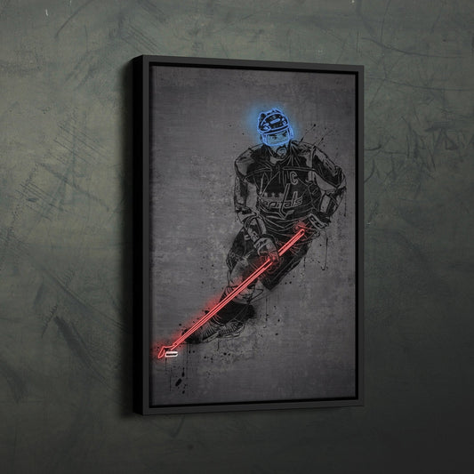Alexander Ovechkin Neon Canvas Art | Modern Wall Decor for Capitals Fans