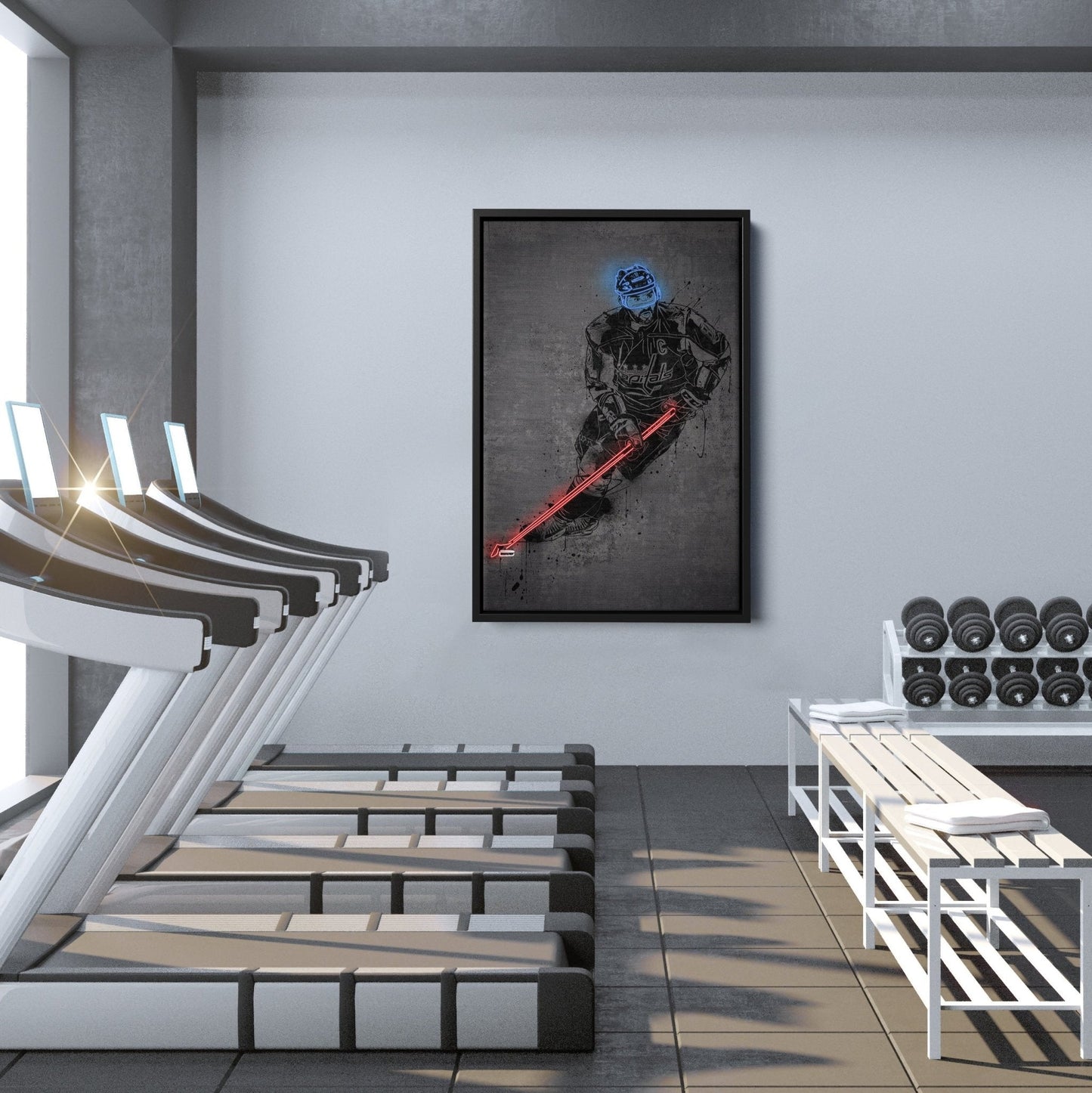 Alexander Ovechkin Neon Canvas Art | Modern Wall Decor for Capitals Fans
