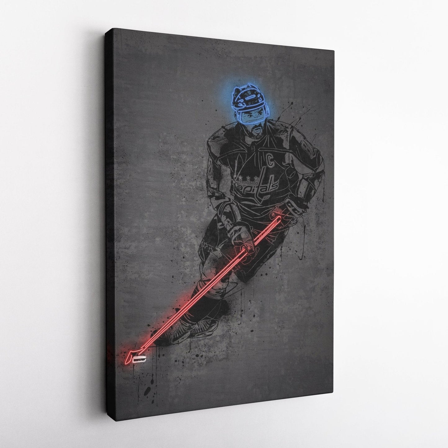 Alexander Ovechkin Neon Canvas Art | Modern Wall Decor for Capitals Fans