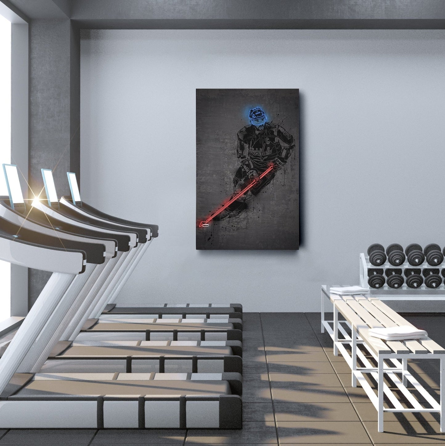 Alexander Ovechkin Neon Canvas Art | Modern Wall Decor for Capitals Fans