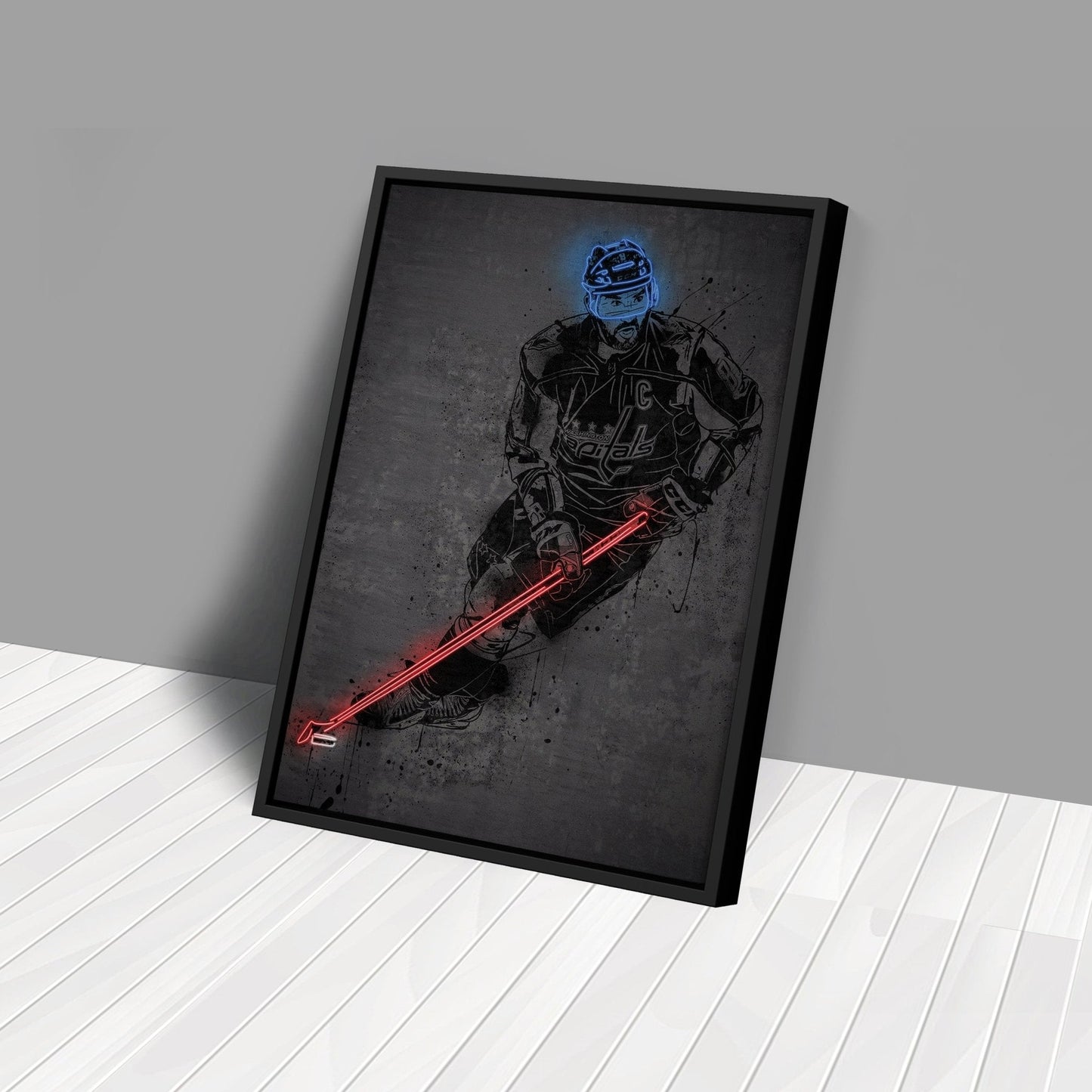 Alexander Ovechkin Neon Canvas Art | Modern Wall Decor for Capitals Fans