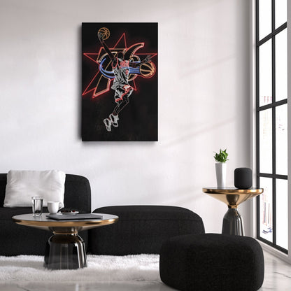 Allen Iverson Neon Canvas Art | 76ers Wall Decor