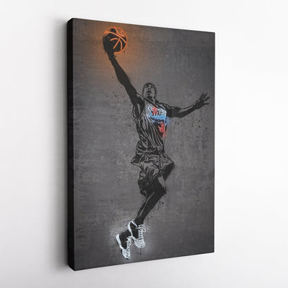 Allen Iverson Neon Canvas Art | Modern Wall Decor for Sixers Fans