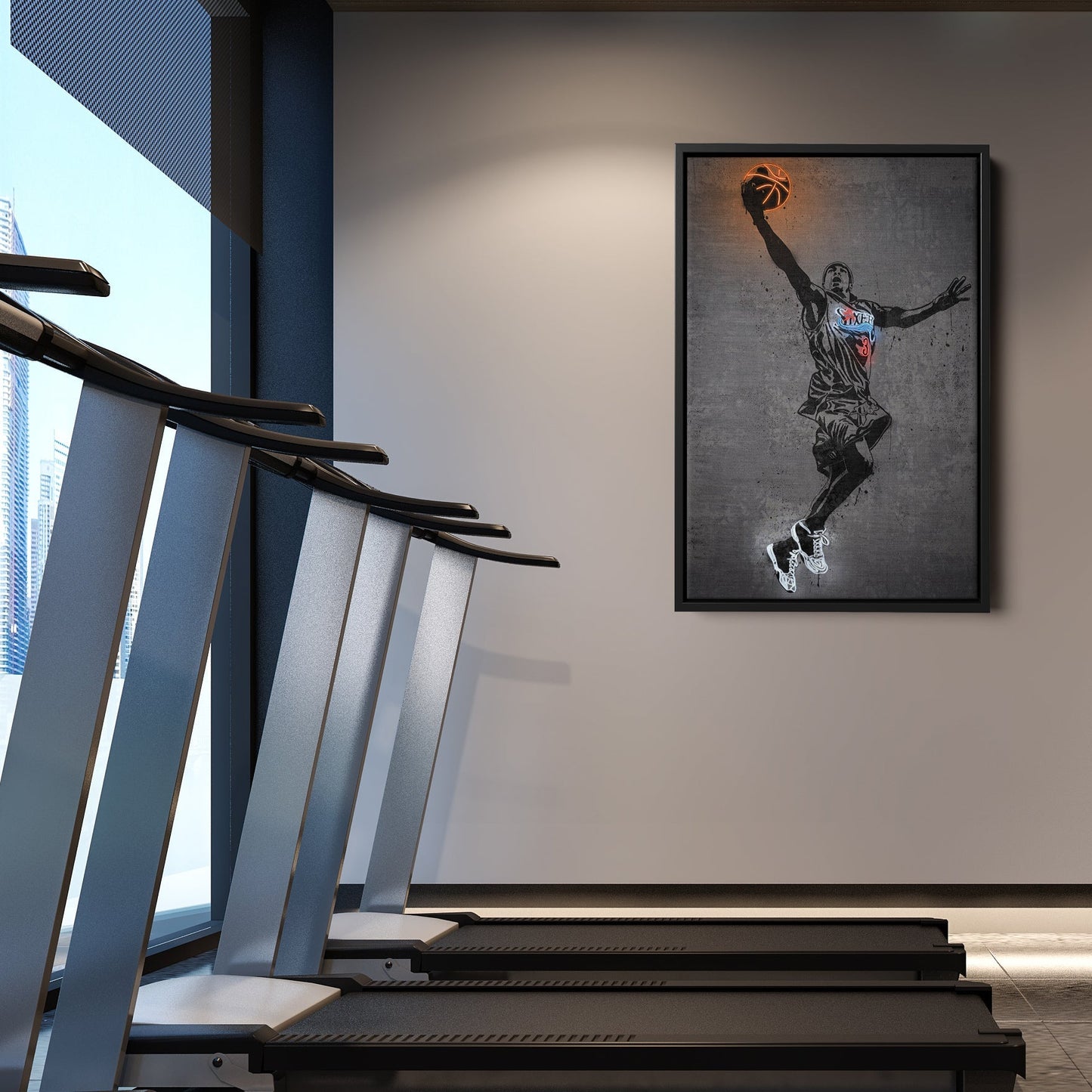 Allen Iverson Neon Canvas Art | Modern Wall Decor for Sixers Fans
