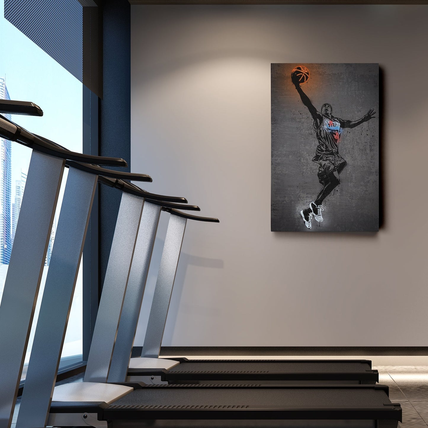 Allen Iverson Neon Canvas Art | Modern Wall Decor for Sixers Fans