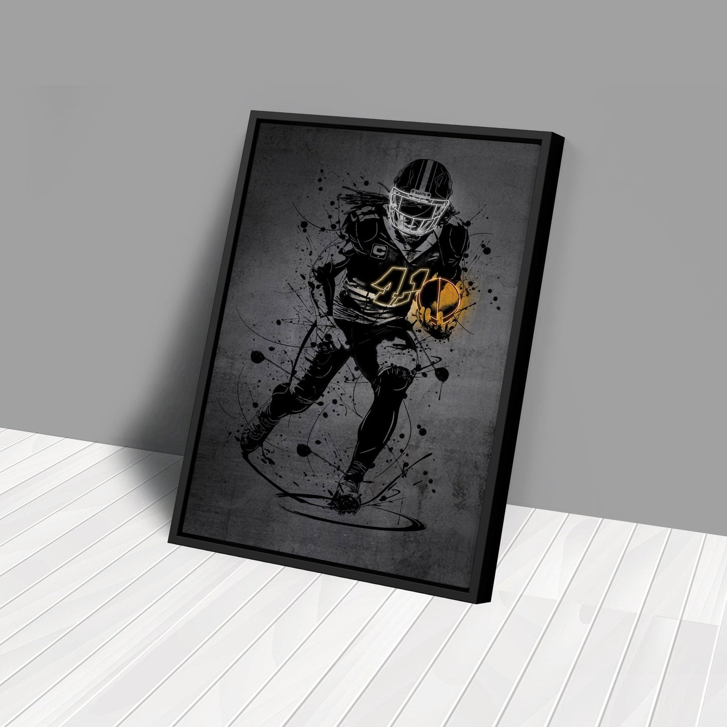 Alvin Kamara Neon Canvas Art | Modern Wall Decor for Saints Fans