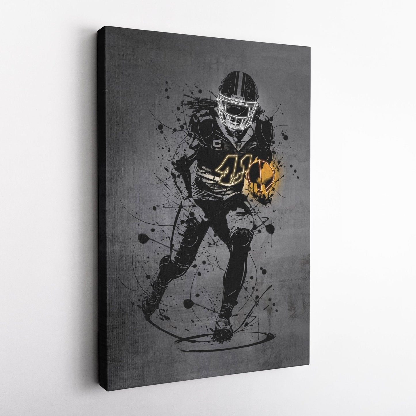 Alvin Kamara Neon Canvas Art | Modern Wall Decor for Saints Fans
