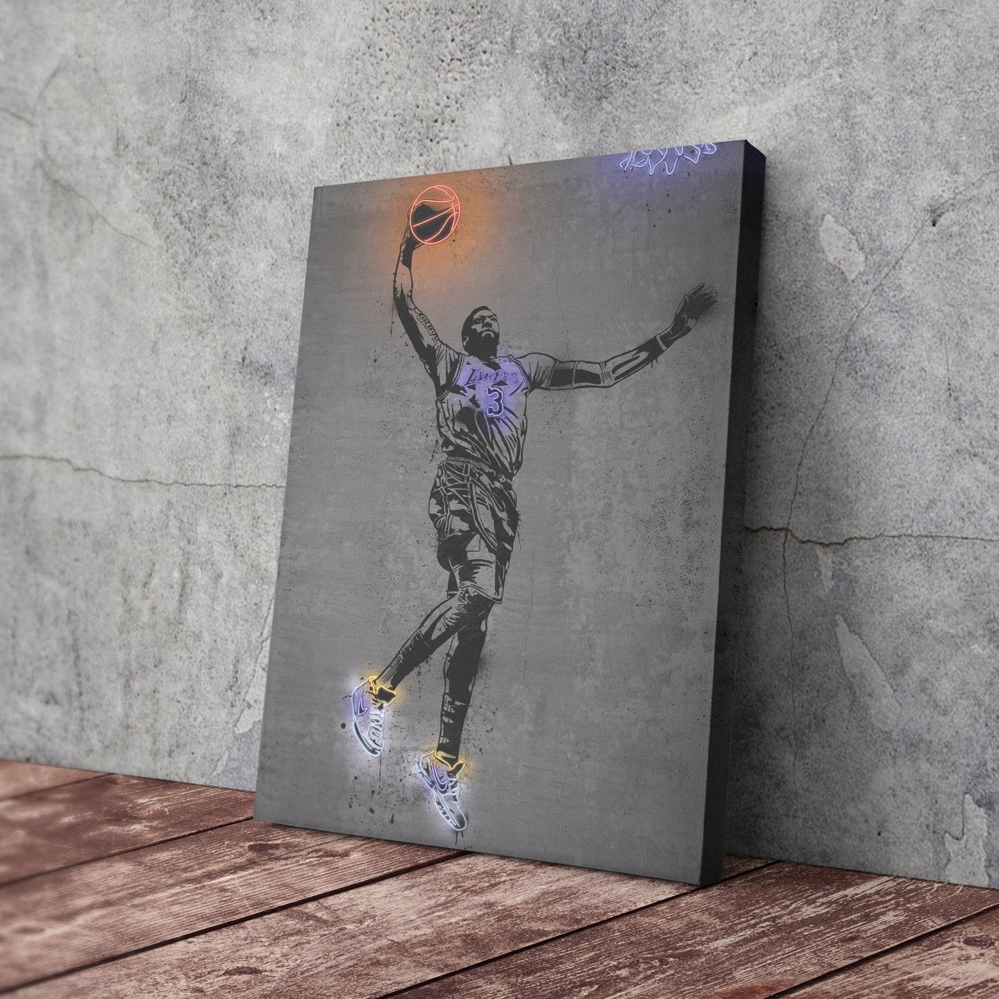 Anthony Davis Neon Canvas Art | Modern Wall Decor for Lakers Fans