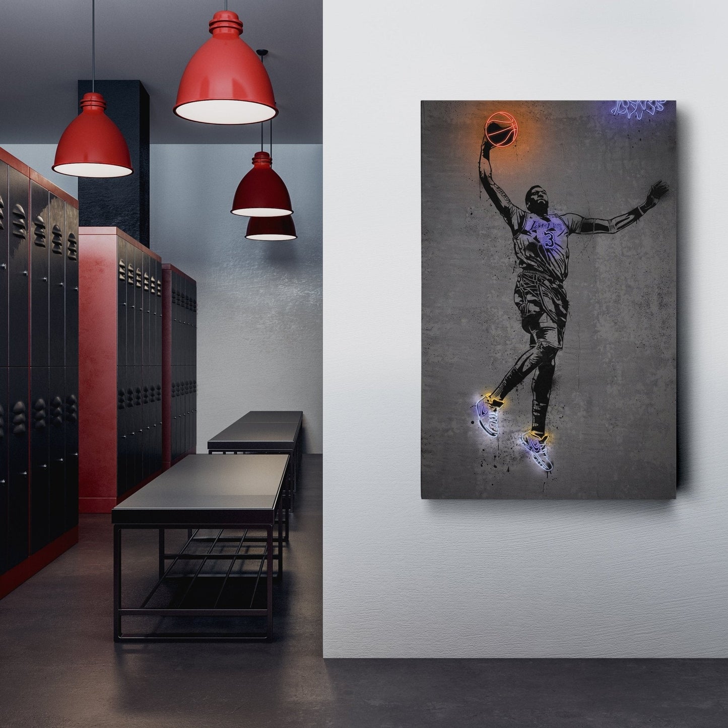 Anthony Davis Neon Canvas Art | Modern Wall Decor for Lakers Fans
