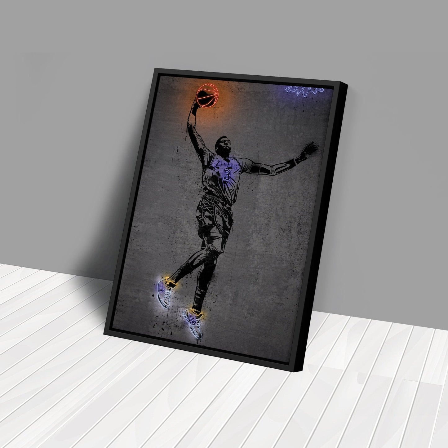 Anthony Davis Neon Canvas Art | Modern Wall Decor for Lakers Fans