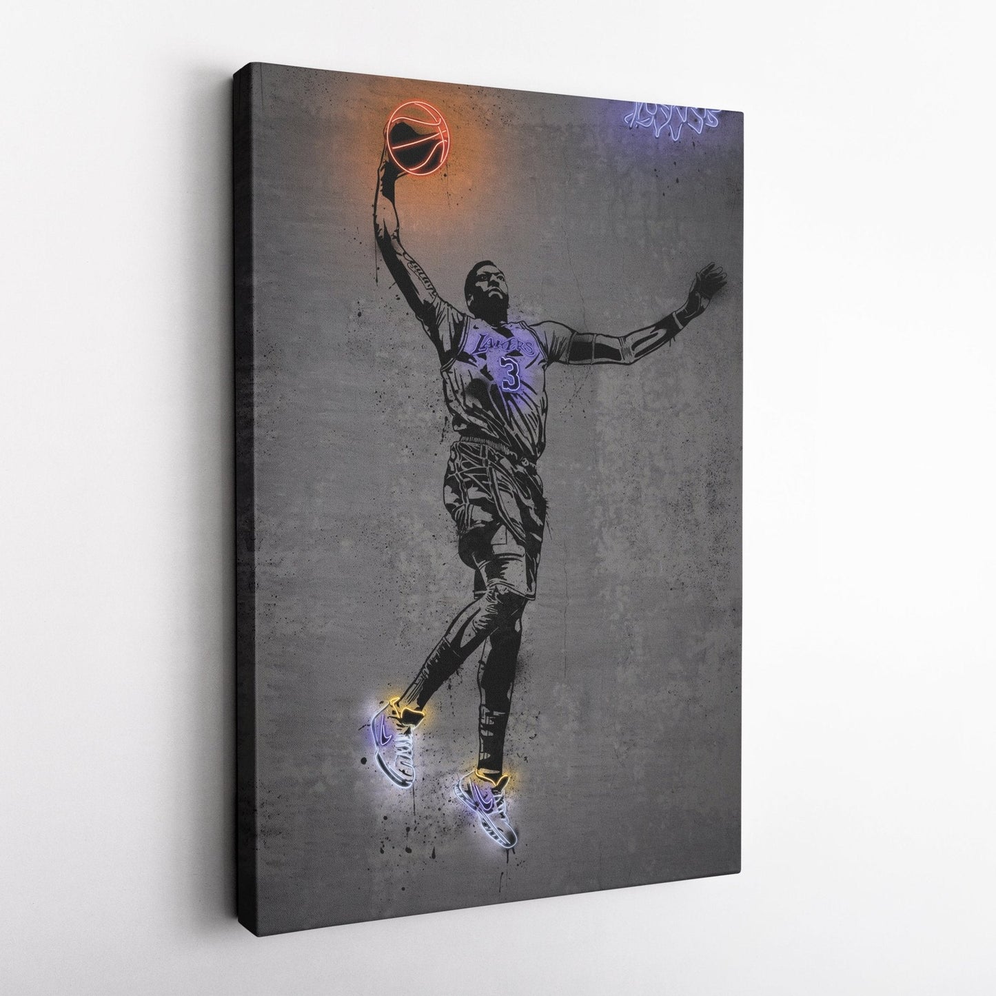 Anthony Davis Neon Canvas Art | Modern Wall Decor for Lakers Fans
