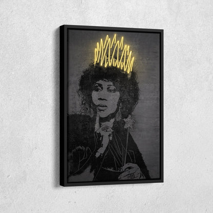 Aretha Franklin Neon Canvas Art | Music Wall Decor