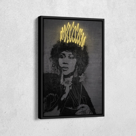 Aretha Franklin Neon Canvas Art | Music Wall Decor