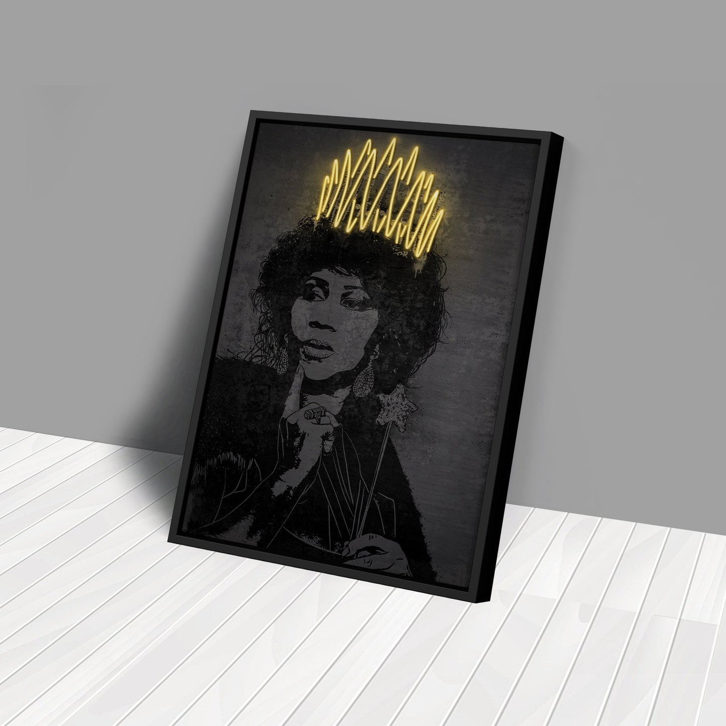 Aretha Franklin Neon Canvas Art | Music Wall Decor