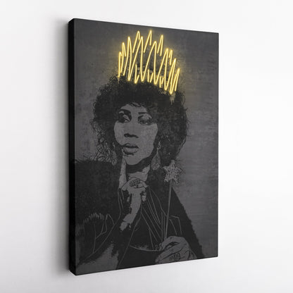 Aretha Franklin Neon Canvas Art | Music Wall Decor