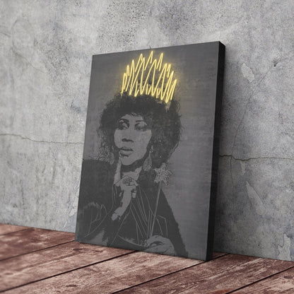 Aretha Franklin Neon Canvas Art | Music Wall Decor