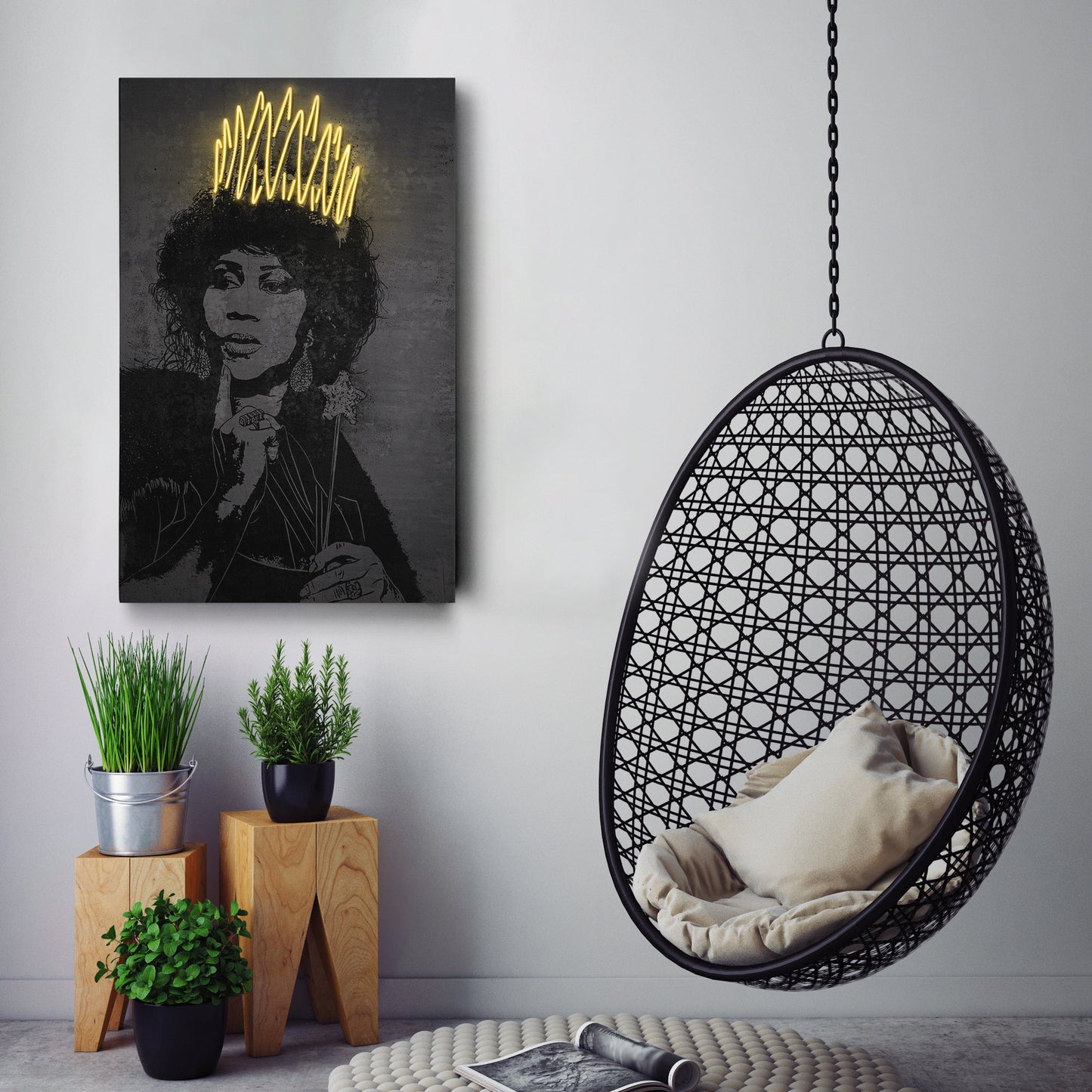 Aretha Franklin Neon Canvas Art | Music Wall Decor
