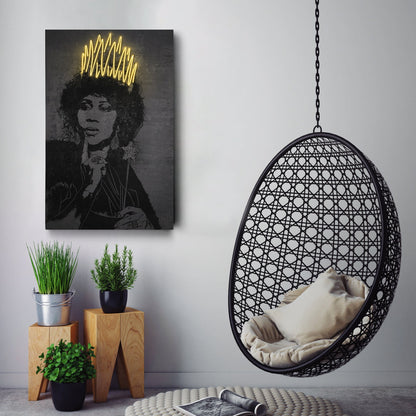 Aretha Franklin Neon Canvas Art | Music Wall Decor