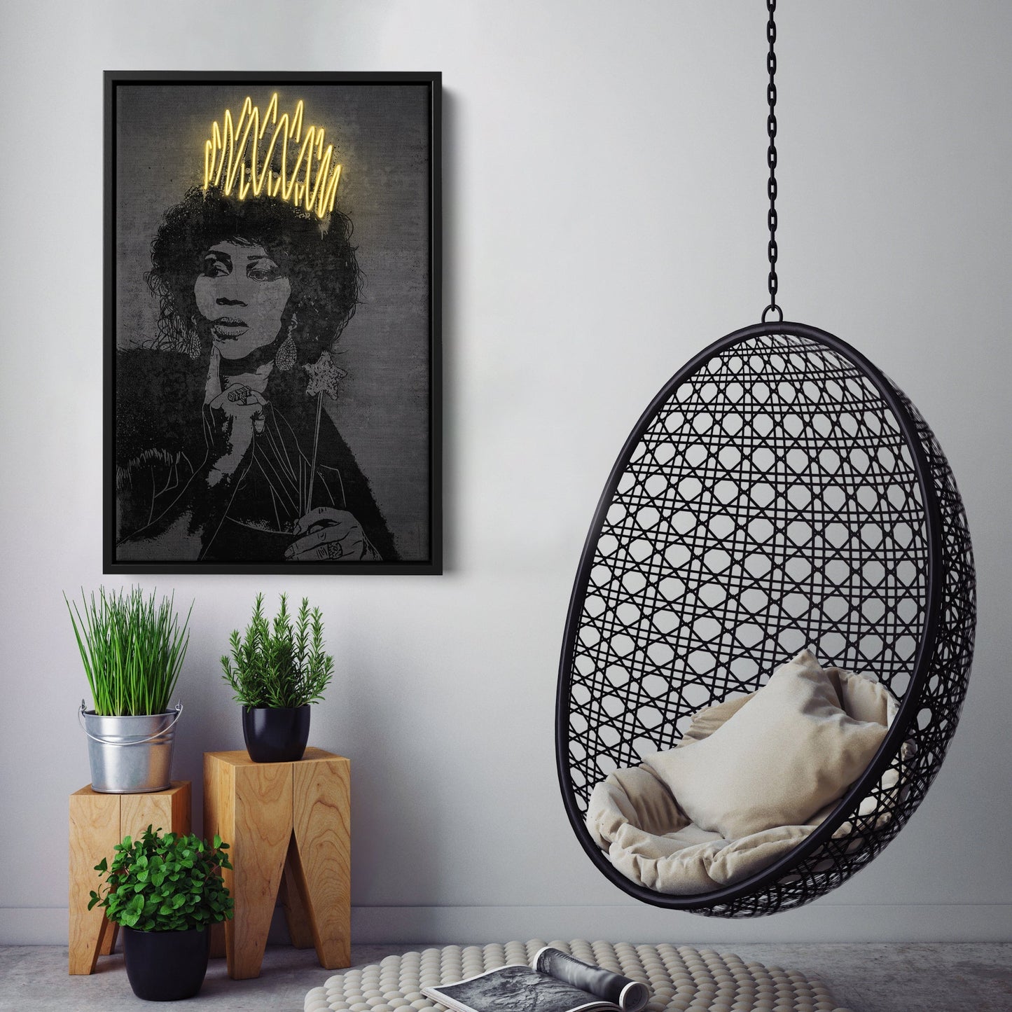Aretha Franklin Neon Canvas Art | Music Wall Decor