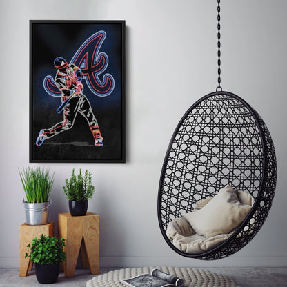 Austin Riley Neon Canvas Art | Braves Wall Decor