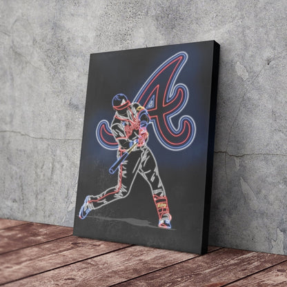 Austin Riley Neon Canvas Art | Braves Wall Decor