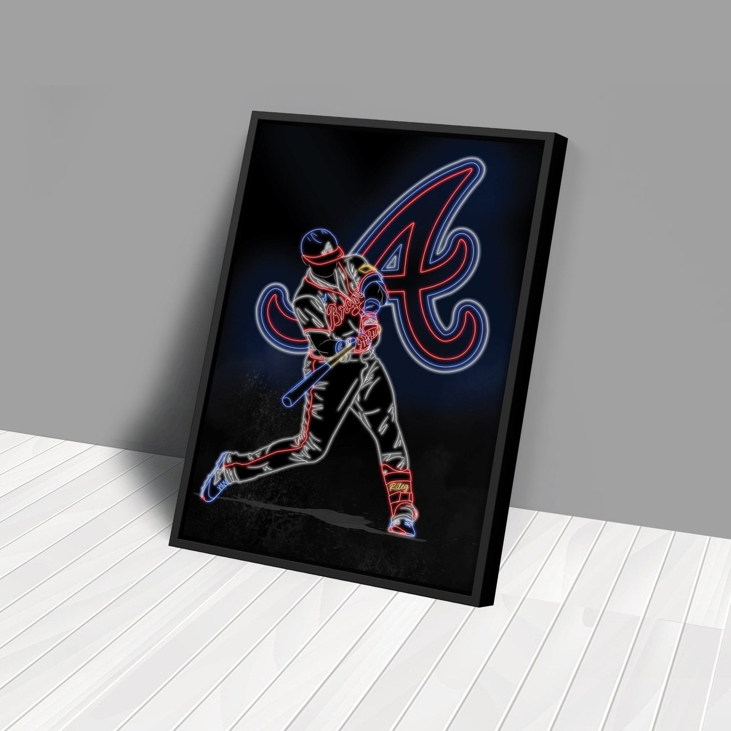 Austin Riley Neon Canvas Art | Braves Wall Decor