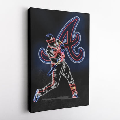Austin Riley Neon Canvas Art | Braves Wall Decor