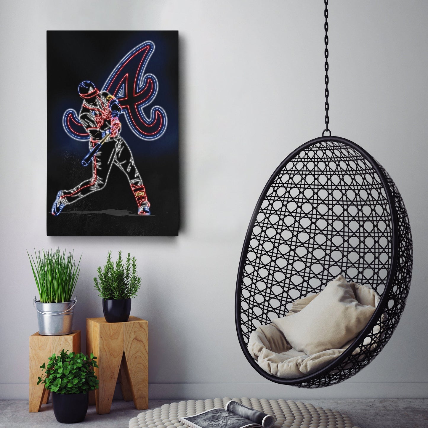 Austin Riley Neon Canvas Art | Braves Wall Decor