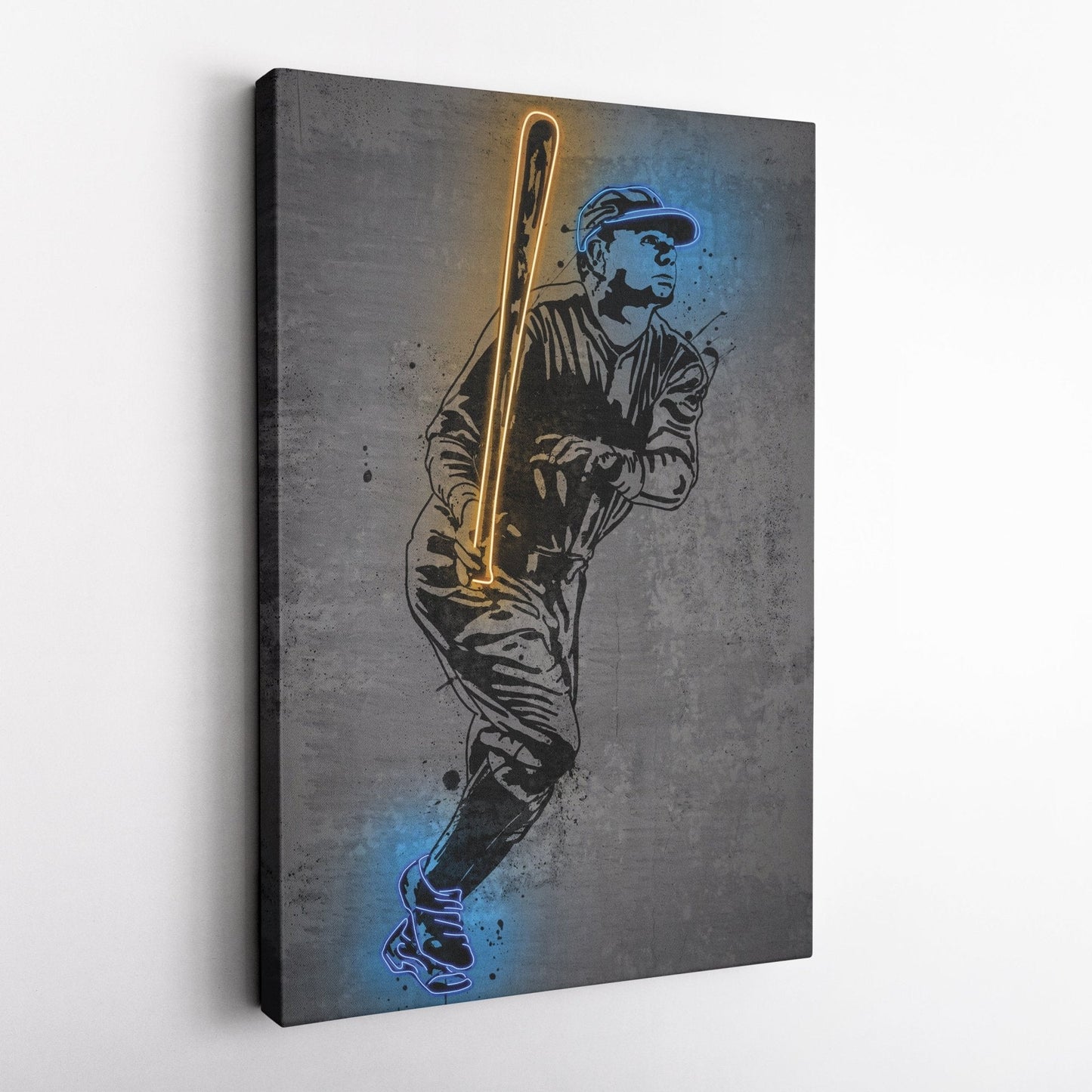 Babe Ruth Neon Canvas Art | Modern Wall Decor for Yankees Fans