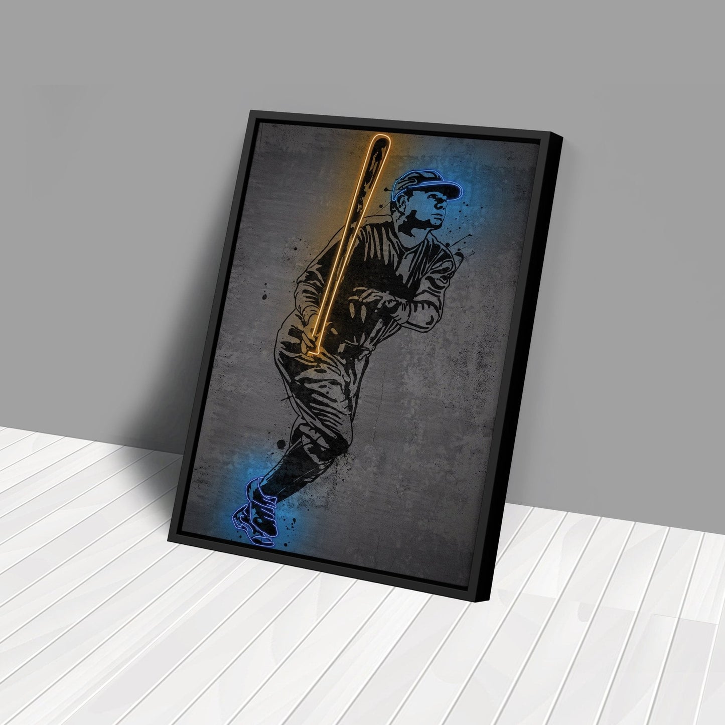 Babe Ruth Neon Canvas Art | Modern Wall Decor for Yankees Fans