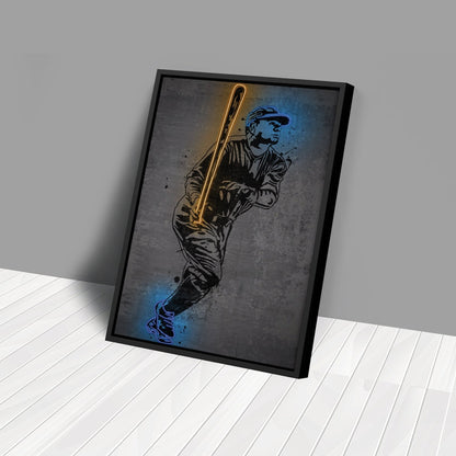 Babe Ruth Neon Canvas Art | Modern Wall Decor for Yankees Fans