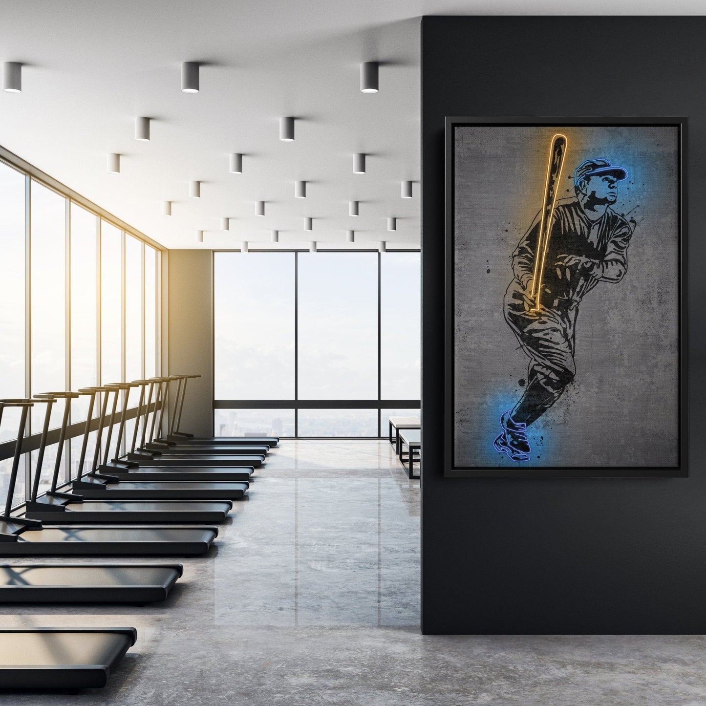 Babe Ruth Neon Canvas Art | Modern Wall Decor for Yankees Fans