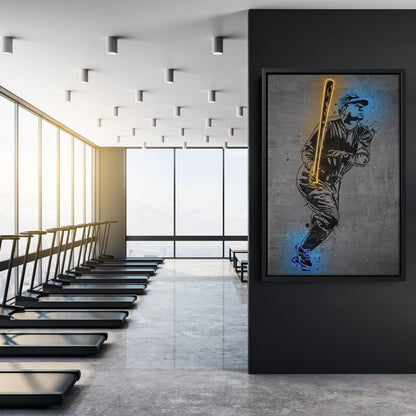 Babe Ruth Neon Canvas Art | Modern Wall Decor for Yankees Fans
