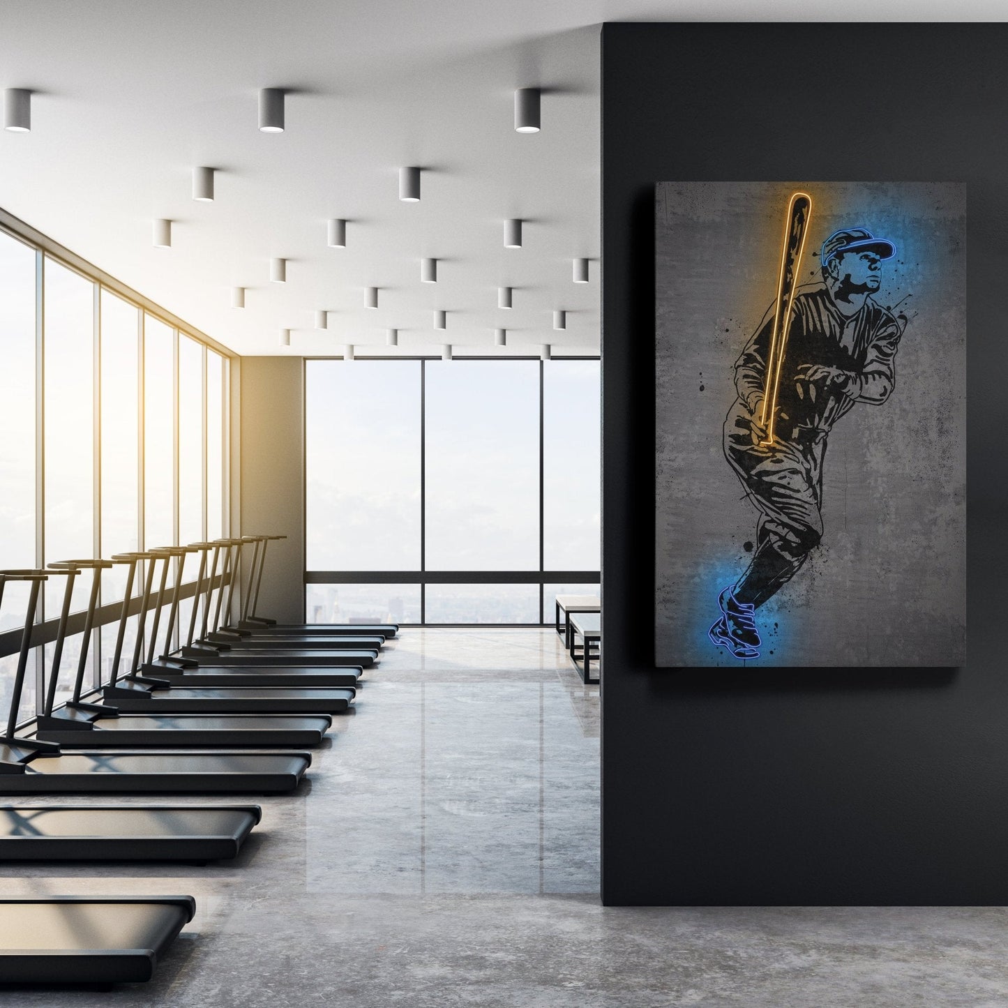 Babe Ruth Neon Canvas Art | Modern Wall Decor for Yankees Fans