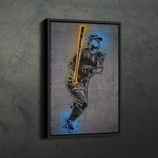 Babe Ruth Neon Canvas Art | Modern Wall Decor for Yankees Fans