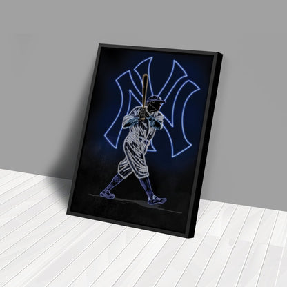 Babe Ruth Neon Canvas Art | Yankees Wall Decor