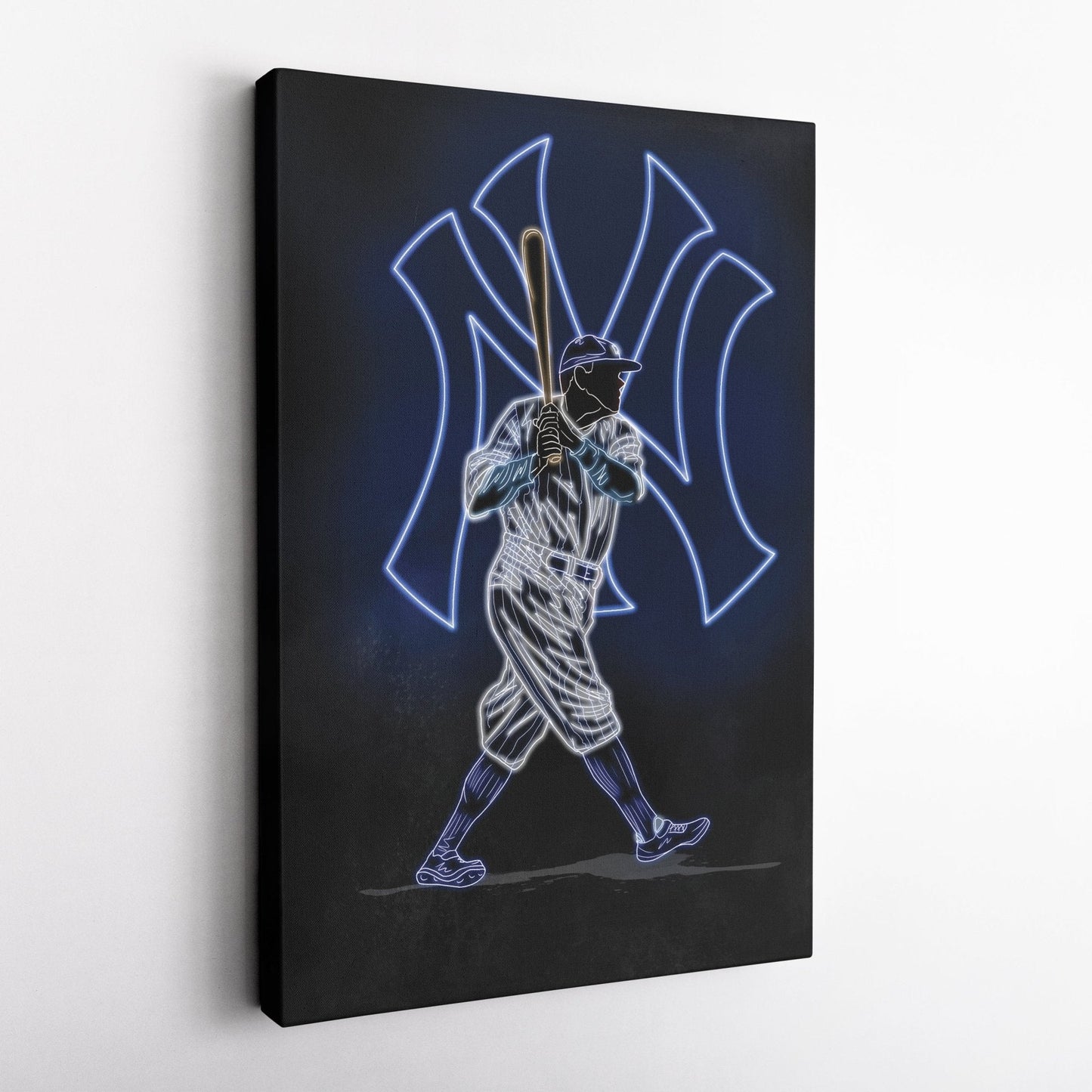 Babe Ruth Neon Canvas Art | Yankees Wall Decor